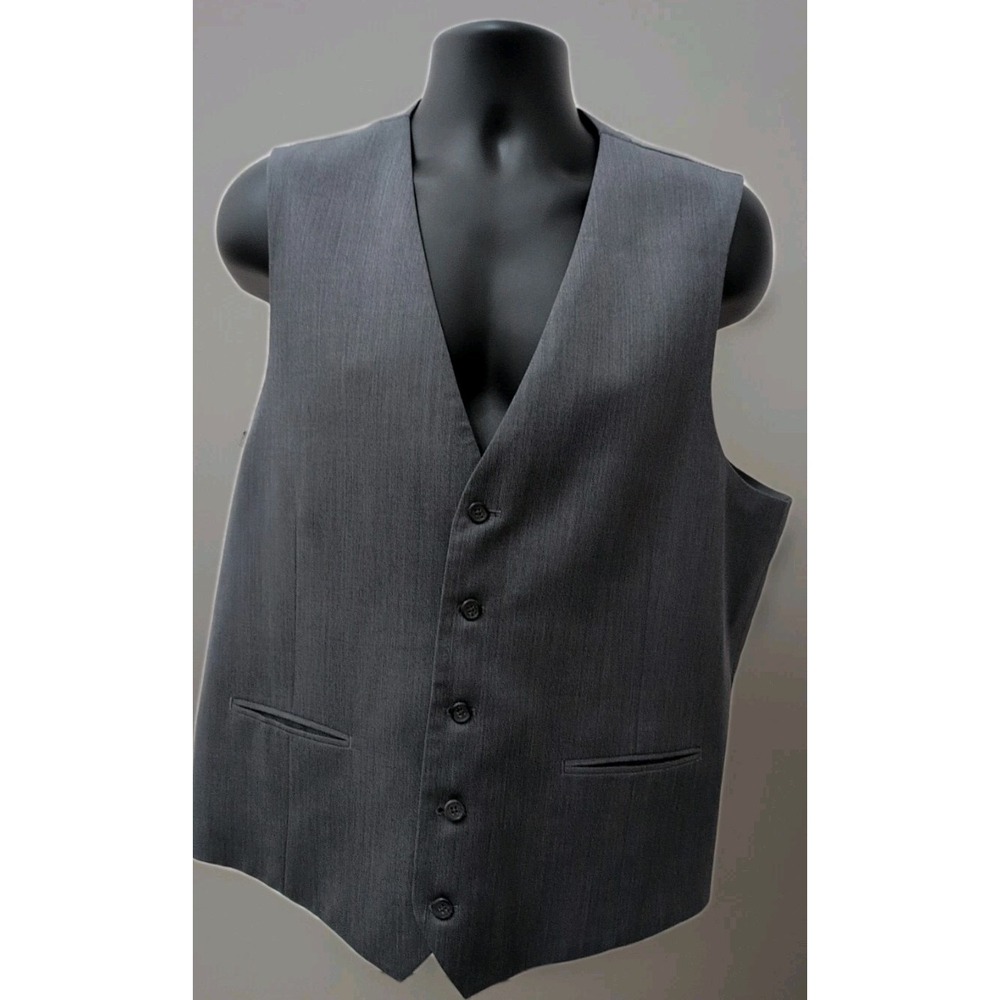 Men's Egara 2XL XXL Wool Vest‎ medium gray adjustable backstrap prom wedding EUC